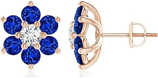 ANGARA Natural Blue Sapphire Stud Earrings for Women Girls in 14K Solid Gold/Platinum | September Birthstone Jewelry Gift for Her | Birthday | Wedding | Anniversary