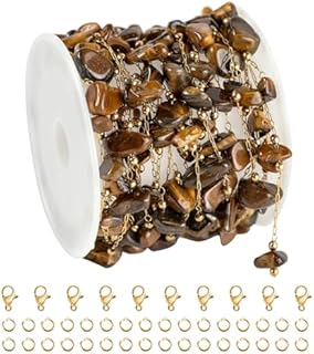 YOUBEIYEE 4 Meters Stainless Steel Chain for Jewelry Making Amber Gemstone Crystal Link Chain for Women Necklace Bracelet DIY Natural Stone Chain on Spool