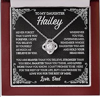 "To My Daughter" Personalized White Gold Necklace with Cubic Zirconia Pendant and Lobster Claw Clasp, Special Dad to Daughter Gift