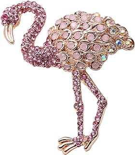 Trendy Alloy Flamingo Enamel Lapel Pin Brooch with Secure Pin Clasp for Women, Faux Leather Finish, Perfect for Parties and Weddings