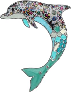 Enchanting Floral Sandstone-Embellished Dolphin Brooch Pin: Women's Statement Stainless-Steel Fashion Jewelry for Dolphin Lovers