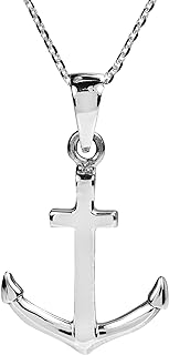 AeraVida Nautical Anchor Cross of Hope .925 Sterling Silver Pendant Necklace