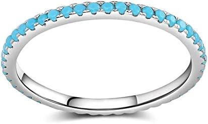 Dtja Turquoise Stackable Ring for Women Girls Boho Blue Stone Stacking Statement Knuckle Band Rings Comfort Fit Simple Retro Wedding Promise Christmas Birthday Jewelry Gift