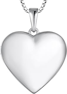 YL Heart Locket Necklace 925 Sterling Silver Personalized Photo Lockets Pendant Custom Picture Jewelry for Women