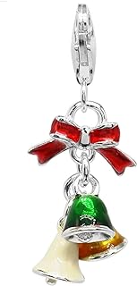 ZooWoo Sterling Silver Christmas Jingle Bell Clip-On Charm with Lobster Clasp – Festive Holiday Jewelry for Bracelets and Necklaces - No Sound