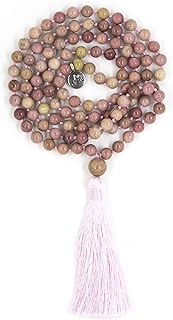 Premium Stainless Steel Mala Necklace with 108 Beads - Features Amethyst, Turquoise, Howlite, and Obsidian Gems - Ideal for Meditation and Spiritual Growth - Suitable for Everyone