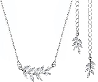 Lobster-Claw Clasp Crystal Leaf Pendant Necklace with Cable Chain | Alloy Gem Details | For Brides and Bridesmaids | Elegant Leaf Design