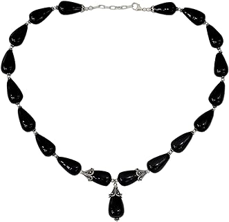 NOVICA Handmade Onyx Necklace .925 Sterling silver Black Beaded India Birthstone 'Radiant Black'