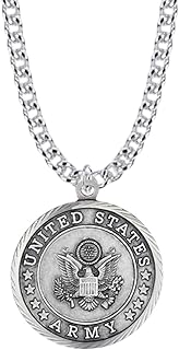 True Faith Jewelry Sterling Silver US Army Medal and St Michael Archangel Pendant on Curb Chain with Lobster Claw Clasp