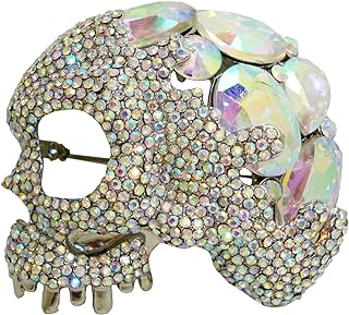 TTjewelry Classic Halloween Skull Clear White AB Austria Crystal Brooch Pin
