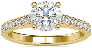 MRENITE 1ct 6.5mm 10K 14K Gold Moissanite Engagement Wedding Ring for Women Classic 4-Prong Simulated Diamond Promise Bridal Ring Size 4-12