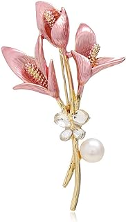 Walbest Brooch, Brooch Pin Tulips Faux Pearl Jewelry Vintage Long Lasting Lapel Brooch Clothes Decor Women Brooch