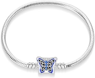 Pandach 925 Sterling Silver Woman's Charm Bracelet with Cubic Zirconia & Butterfly Heart Clasp, Perfect Gift for Teen Girls and Mothers