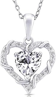 DIAMANTIS Herz Halskette 925 Silber mit funkelnden Zirkonia, 45 cm Kette, anlaufgeschützt und hautfreundlich. Perfektes Geschenk für Frauen zum Valentinstag oder Geburtstag