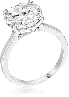 IVY & BAUBLE 5Ct Round Simulated Diamond CZ Solitaire Engagement Ring in White Gold Plating, Size 5-10