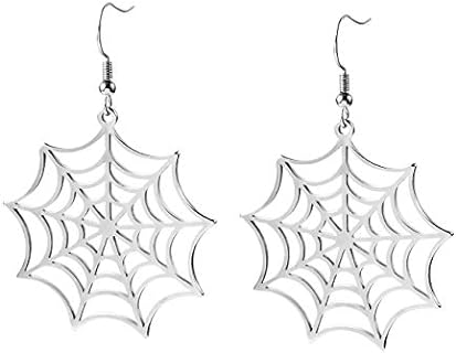 Stainless Steel Spider Web Dangle Earrings with French Wire Back Finding for Women
