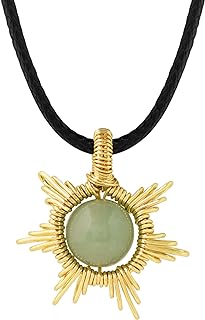 Rope Chain Sacina Sun Boho Pendant Necklace, Copper Crafted for Women, No Gemstone, Nature Crystal Detail, Ideal Fashion Accessory and Gift
