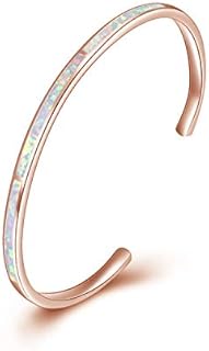 WINNICACA Mothers Day Gifts Women Opal Cuff Bangle Bracelet,Hypoallergenic Sterling Silver Inspirational Jewelry Birthday Graduation Gifts for Her Mom Friends Grandma Daughter Sister