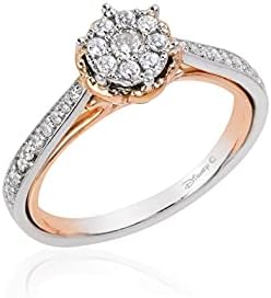 14K Rose & White Gold Disney Belle Wedding Ring with Natural White Diamond For Independent Individuals - Rose Design