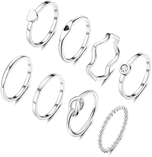 YADOCA 8pcs 2MM Stainless Steel Rings for Women Men 14K Gold Plated Stacking Rings Fashion Simple Plain Knuckle Stacking Midi Thumb Dainty Thin Heart Knot Stackable Statement Band Rings Set Size 5-11