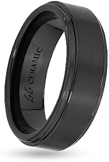Boston Bay Diamonds Black Ceramic Unisex Comfort Fit Mens Wedding Band or Fashion Ring - 6mm, 7mm & 8mm - Choice of Style