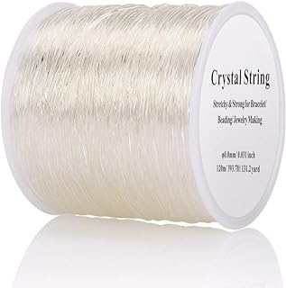 0.8mm Elastic String, 393.7ft Clear Crystal Stretch Cord Clay Beads String for Bracelet Handcrafts Necklace Jewelry Making