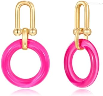 Acrylic Dangle Earrings for Women Trendy Geometric Round Circle Drop Dangle Earrings Jewelry Gifts for Women Girls