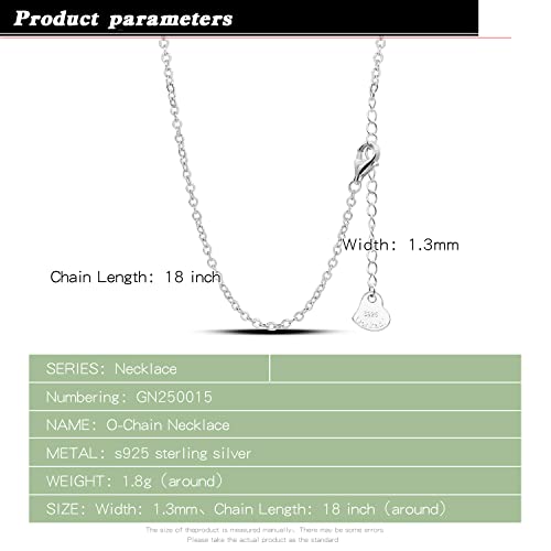 Italian 925 Sterling Silver Necklace For Women Girls 0.9mm Box Chain 1.3mm Rolo Chain O-Chain Lobster Claw Clasp - Pendant Chain - 16 "18" 20 "22" 24 "26" Jewelry Gift