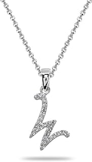 B. BRILLIANT Sterling Silver Cubic Zirconia Alphabet Letter Name Personalized Pendant CZ Initial Necklace for Women Girls