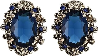 BriLove Women's Victorian Style Crystal Cameo Stud Earrings with Push Back Clasp and Floral Scroll Design