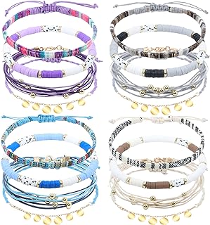 Colorful Zinc Metal Anklets with Rope and Bead Chains, Adorned with Acrylic Gems for Women and Teens - Summer-inspired Design