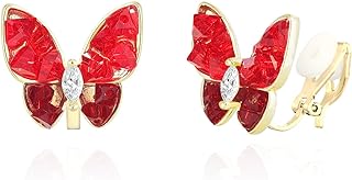 YOQUCOL Butterfly Shape Shell Clip On Earrings Golden Non Pierced Stud for Women Girls