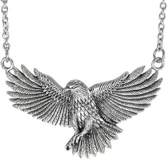Sterling Silver Soaring American Eagle Necklace with 18 Inch Chain