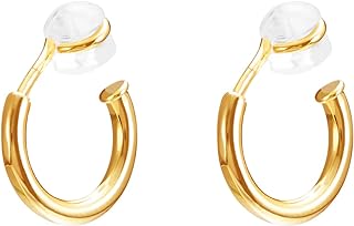 Stylish Gold Plated Chunky Hoop Clip-on Earrings for Women, Hypoallergenic Copper, Everyday Use No-Piercing Fake Jewelry