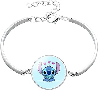 Lobster Claw Clasp Stitch Charm Bracelet - Box Chain Design - Zinc & Stainless Steel for Girls, Women and Men - Family Ohana Anime Cartoon Inspired
