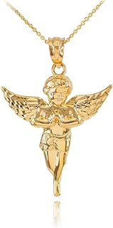 Religious Jewelry 10K Yellow Gold Angel Heavenly Guardian Pendant Necklace - Choice of Length