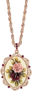 1928 Jewelry Women's Rose Gold Tone Manor House Victorian Pendant Necklace, 28"