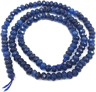 Adabele Natural Dark Sapphire Blue Quartz Healing Stone Bead Necklace with Two Strands & Rondelle Design for Jewelry Craft Making