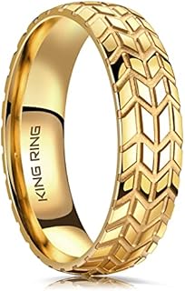 King Ring 6mm Tire Ring – Stainless Steel Ring for Men & Women, Car Racer & Biker Groove Tread Ring – Designed in USA