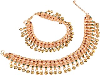 Efulgenz Indian Bollywood Faux Pearl Wedding Bridal Anklet Pair Bracelet Payal Foot Jewelry