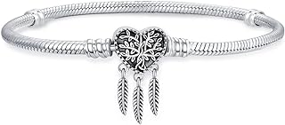 LONAGO Snake Bracelet for Charms 925 Sterling Silver Dream Catcher Jewelry Moments Snake Chain Bracelet Fit Any Charm Gift for Women Girl