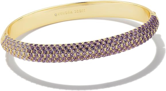 Box Clasp Pave Bangle Bracelet with Cubic Zirconia and Nanostones for Women in Mikki Design by Kendra Scott - Elegant Brass Accessory