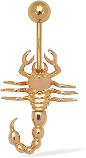Chic 14k Gold Scorpion Belly Ring with Cubic-Zirconia Gem Sparkle - Hypoallergenic & Available in Yellow or White Gold