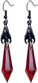 Gothic Dark Bat Dangle Earrings for Women Men Red Black Crystal Gems Bat Earrings Punk Rock Style Bat Animal Earrings Statement Red Black Teardrop Dorian Style Earrings Unique Halloween Costumes Earrings Jewelry for Women Teen Girls