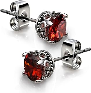 Retro Dark Shadow Stud Earrings, Hypoallergenic Stainless Steel Cubic Zirconia Earrings