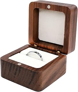 FuninCrea Bague de Fiançailles Vintage, Boîte en Bois Blanche avec Fente Unique et Fermeture Magnétique, Petite et Élégante, Idéale pour Mariage ou Cadeau Romantique à votre Compagne