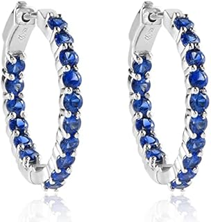 Femme Luxe gemstone Inside-Out hoop earrings in silver, Birthstone months