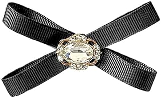 Dainty Crystal Pre-Tied Bow Brooch Pin for Women Girls Rhinestone Fabric Bowknot Neck Tie Brooches Clip Collar Suit Dress Shirt Brooches Pins Vintage Wedding Jewelry Gifts