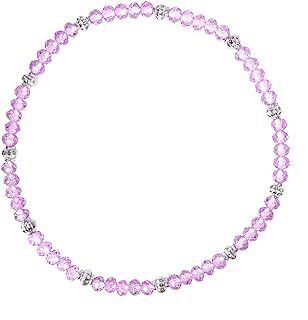 Stretchable Violet Purple Anklet, Artful Glass Bead Chain Design, Hassle-free Wear, 9 Inches, USA Origin (A123)