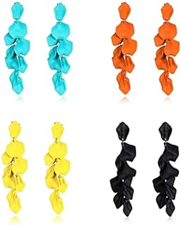 Flyonce Acrylic Rose Petal Long Dangle Drop Earrings for Women Large Big Statement Dangling Earrings for Summer Beach Holiday